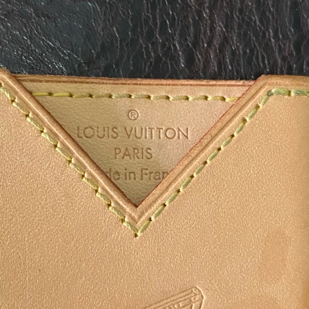 Louis Vuitton Tan Leather Card Holder with Embossed V